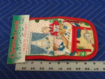 Christmas Carols Musical Oven Mitt Grandma and Child Baking Cookies 