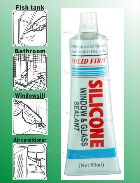 SILVER Adhesive Glue Silicone Window Glass Fish tank Sealant Solid 