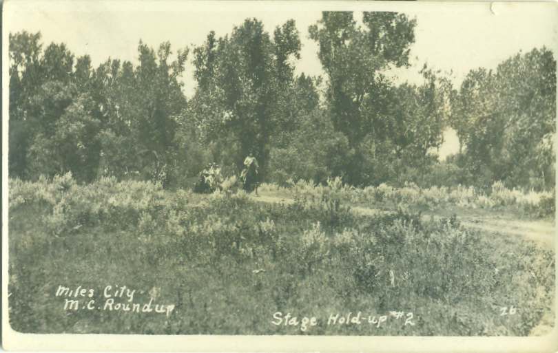 MT Miles City, Roundup, Stage Holdup c.1912 RP POSTCARD  