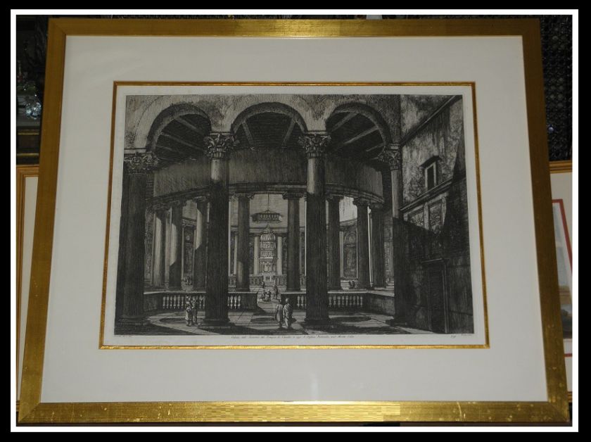   Luigi Rossini Etching of The Temple of Claudius Print c.1822 NR  