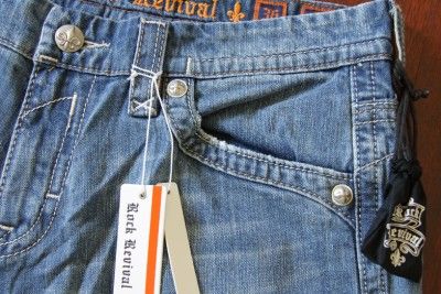 NWT ROCK REVIVAL Andre Straight denim jeans size 34x34 for men  