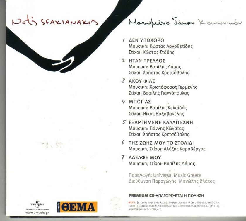 NOTIS SFAKIANAKIS MATOMENO DAKRI RARE NEW GREEK CD  