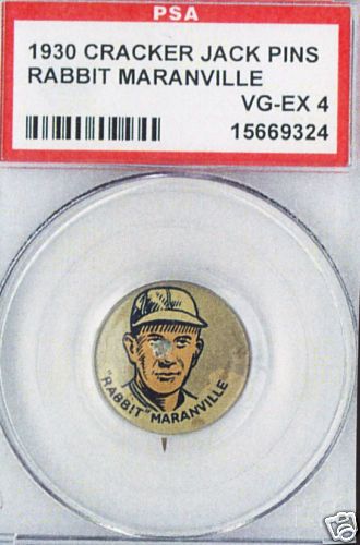 1930 CRACKER JACK PINS HOF PIN RABBIT MARANVILLE PSA 4  