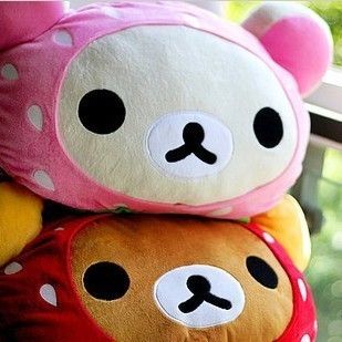 Rilakkuma Strawberry Head Plush Cushion Pillow  