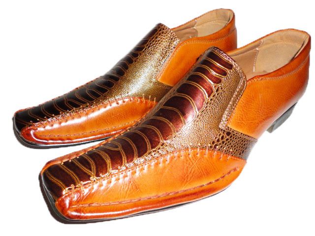 NIB MEN Brown Oxfords Fashion Pointy Dressy Dancing Cowboy Shoes Ep08 