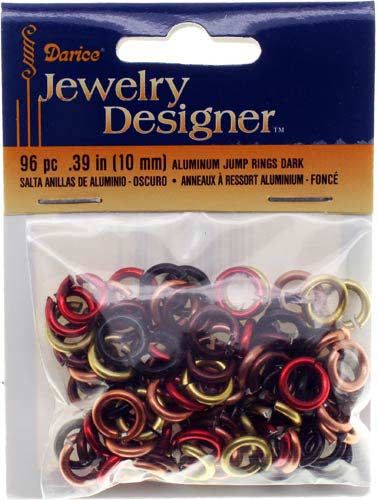 10mm Assorted DARK Aluminum Jump Rings, Darice 1999 1581, BDG33  