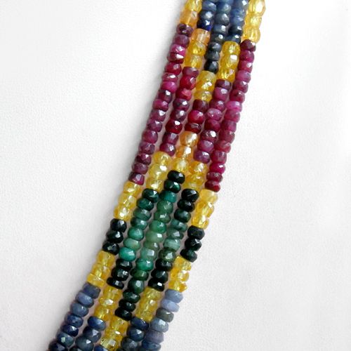 WONDERFUL CREATION 502.00 CTS NATURAL RUBY, EMERALD & SAPPHIRE BEADS 