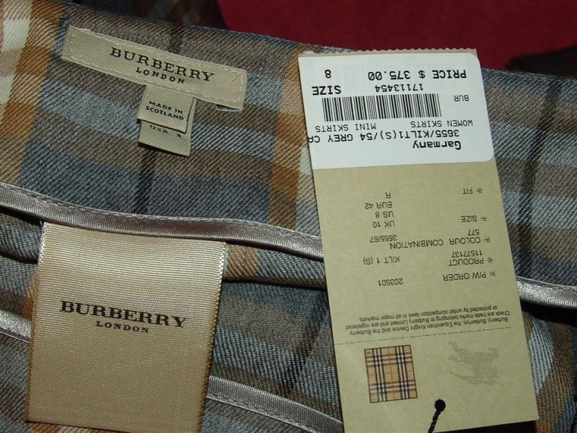 Burberry Garmany Mini Skirt Size 8 NEW  