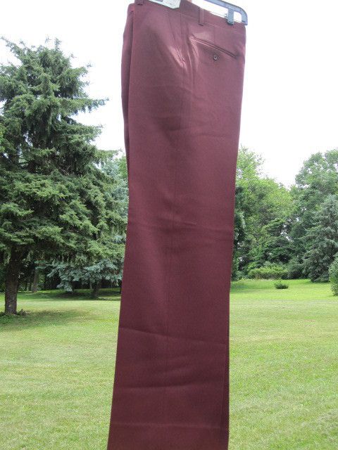 NOS ViNTG 70S HAGGAR BURGUNDY SLACKS GOLF MAD MEN 32x34  