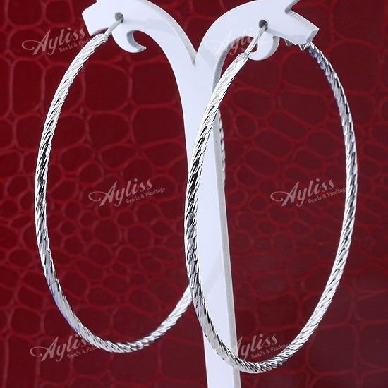 2X White Gold Plate Hoop Cuff Earring Nickel Free J401  