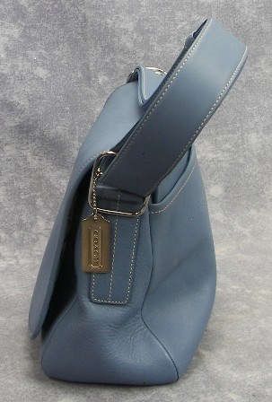 Vintage COACH Light Blue Leather Legacy Flap Handbag Purse  