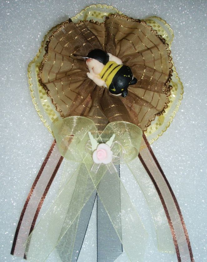   BIRTHDAY BUMBLE BEE CORSAGE FAVOR GIFT COLD PORCELAIN MOTHER TO BE