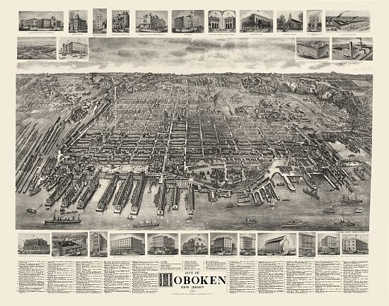 Vintage Map Hoboken New Jersey 1904 Hudson County  