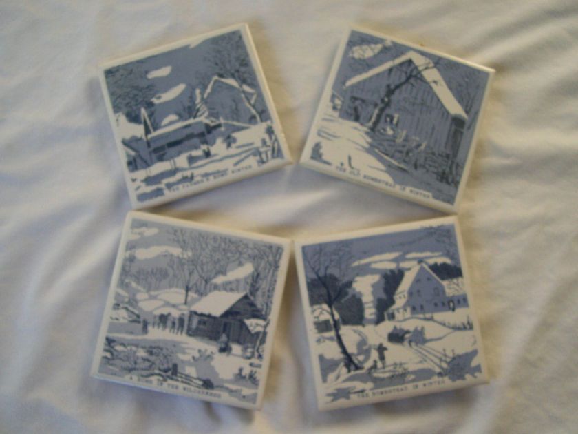   ON WHITE WINTER SCENES TILES HOMESTEAD IN WINTER, ETC. TAIWAN  