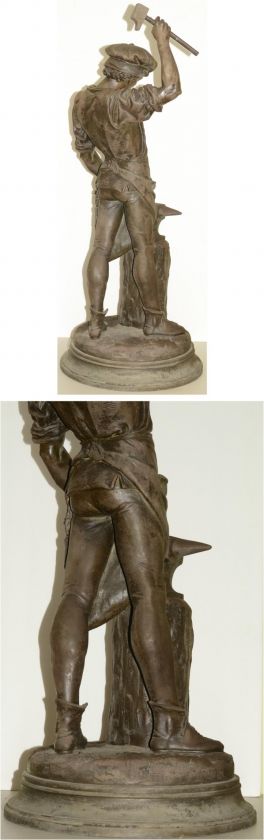 LOUIS HOTTOT FRENCH LARGE STATUE LE FORGERON 1800s 34  