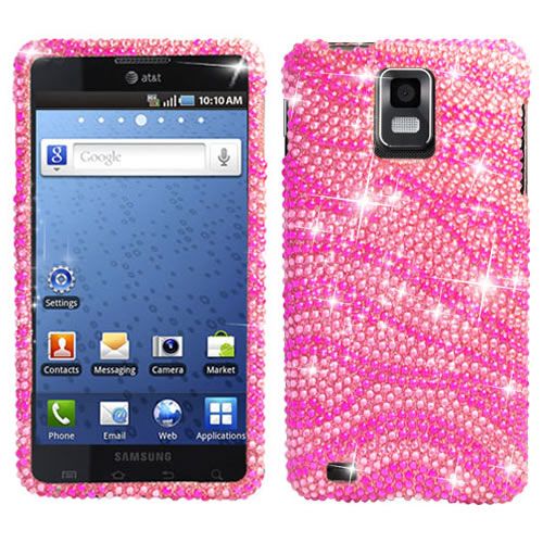 Pink Zebra Bling Snap On Cover Case for Samsung Infuse 4G w/Screen 