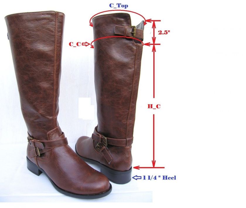   Comfort Equestrian Mid Calf Casual Imit Leather Riding Boots  
