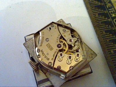 VINTAGE 1951 10KWGF SQUARE 21J BULOVA WATCH RUNS 4U2FIX  