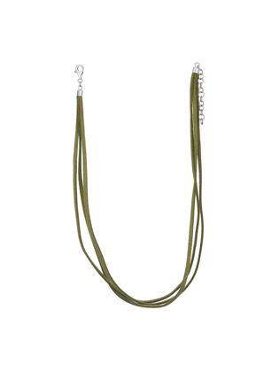 AuraStella Sterling Silver Lush in Leather Moss Green Necklace  