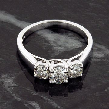 CT 14KW MOISSANITE LUCIDA / LUCERN 3 STONE RING  