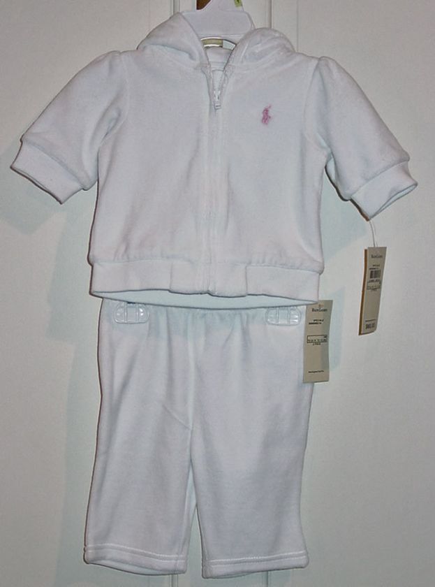 RALPH LAUREN INFANT WHITE UNISEX SWEAT SUIT 3M NWT  