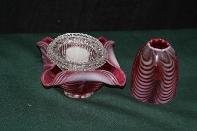   Glass Swirl Opalescent Tea Candle Motive Table Lamp. Includes 3 pieces