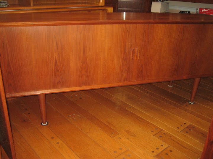 Danish Modern Teak Credenza Sideboard Tambour by Kofod Larsen  