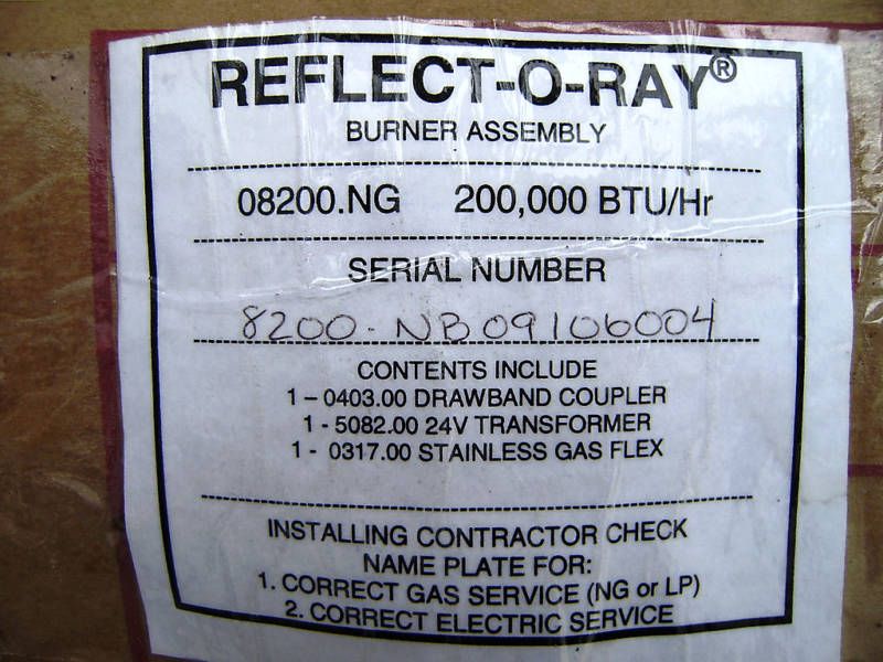 NIB REFLECT O RAY GAS BURNER COMBUSTION RESEARCH  