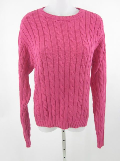 LILLY PULITZER Fuschia Cable Knit Long Sleeve Sweater L  