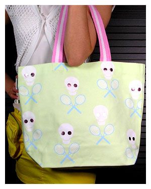 ROOTOTE 4 POCKETS TOTE GREEN CANVAS BAG SKULL (009_01)  