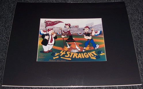 CINCINNATI REDS ~1990 BASEBALL CHAMPS MATTED POPEYE ART  