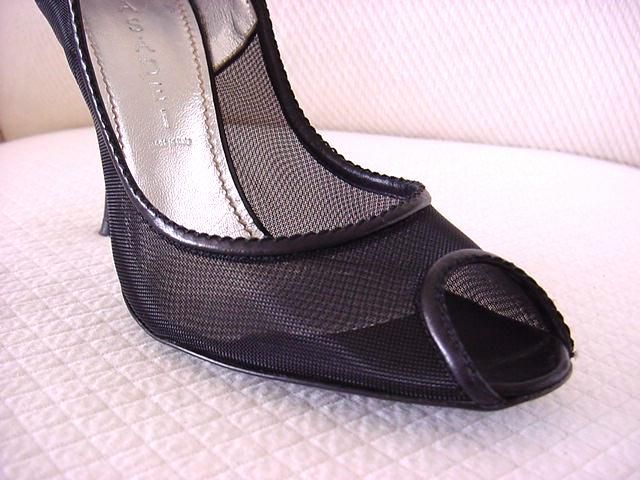 CASADEI Black PEEP Toe Mesh Shoe 7 AMAZING Heel DIVINE  