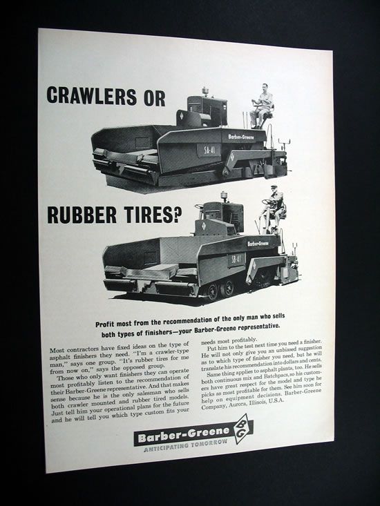 Barber Greene Asphalt Finisher 1966 print Ad  