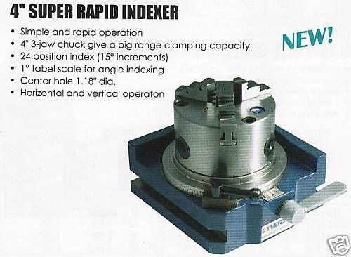 Super Rapid Indexer With3 Jaw Chuck Center Hole 1.18  