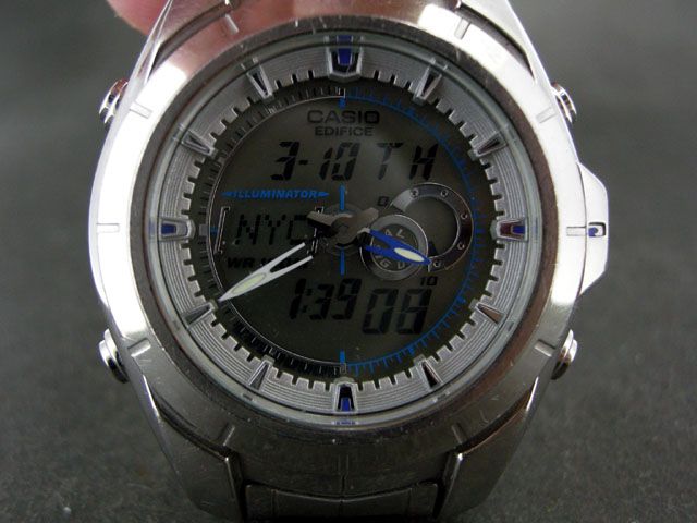 CASIO EDIFICE THERMOMETER DUAL CHRONO AUTO LIGHT100M ALARM QUARTZ MEN 