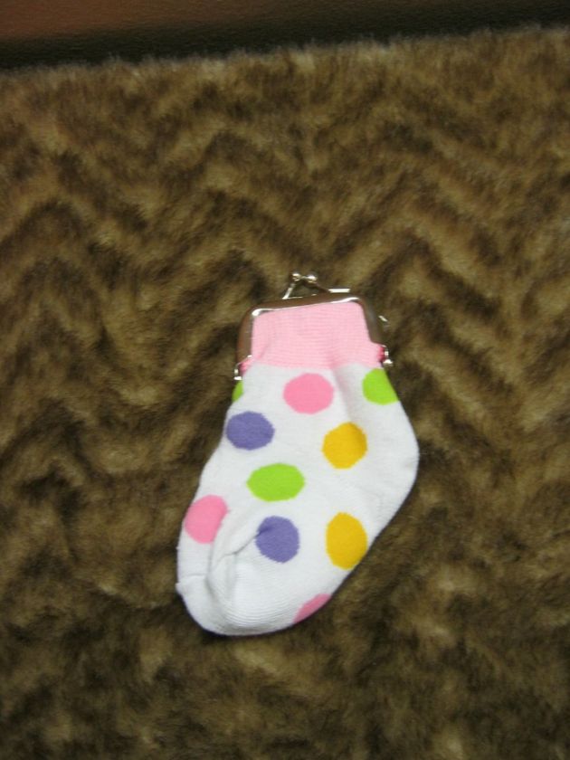 New white polka dot sock coin purse coolstuff2cheap  