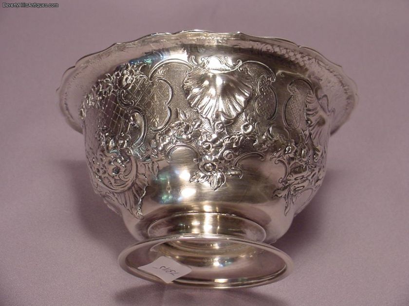 Large Antique Victorian English Silver Sugar Bowl  