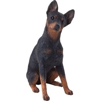 ADORABLE BLACK MIN PIN MINIATURE PINSCHER DOG STATUE MID SIZE FIGURINE 