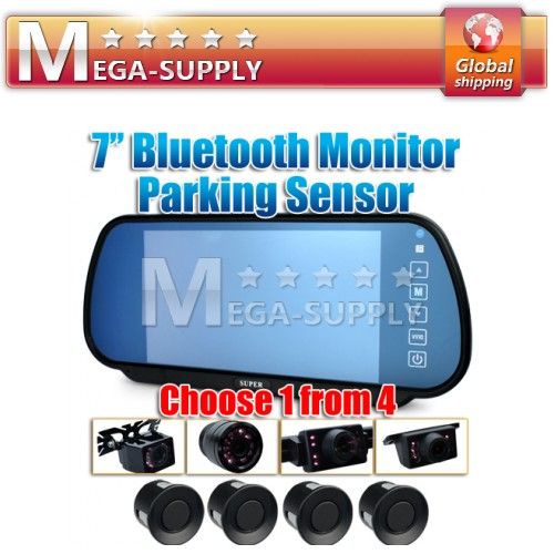 Car Rearview Mirror 7 Monitor Wireless +IR Reversing Camera +4 