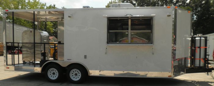 NEW 8.5 x 20 WHITE BBQ SMOKER FOOD EVENT ENCLOSED CONCESSION TRAILER 