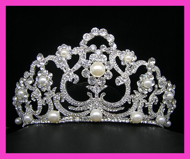 Wedding/Bridal crystal veil tiara crown headband CR218  