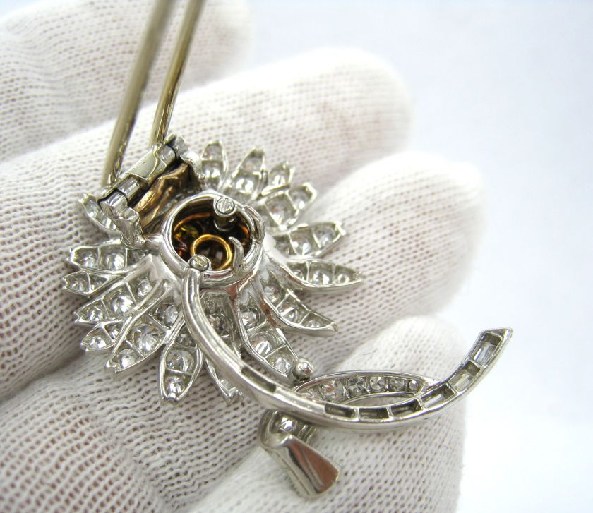 1960s 6.25ct White & Yellow Diamond Platinum Brooches  