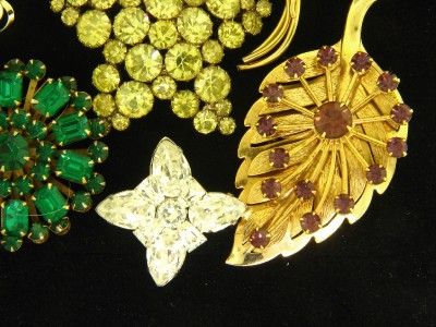   CORO JULIANA CRYSTAL ENAMEL RHINESTONE ART VINTAGE BROOCHES  