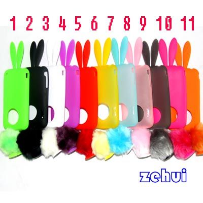 1x Soft Cute Rabbit Bunny Ears Tail Silicone Bumper Case Cover for 