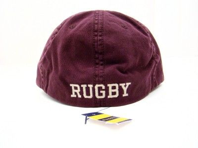 Nwt Rugby Ralph Lauren Burgundy Fitted R Leather Baseball Cap Hat 