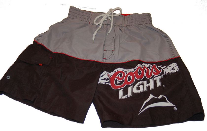 Mens Black Coors Light Board Swim Trunks Shorts 28 NWT  