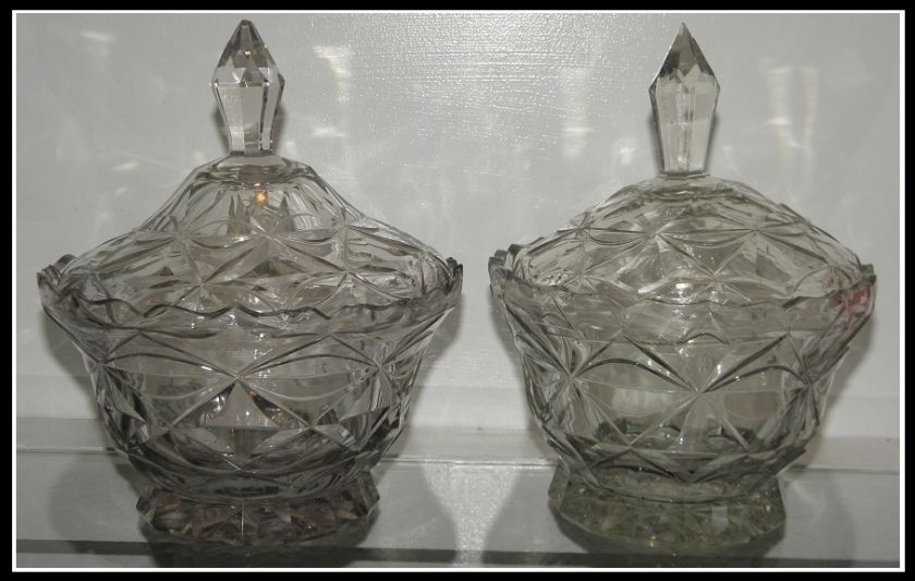 Pair of Antique 18C Georgian Glass Covered Bowls NR  