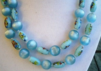 Incredible ~Vintage CONFETTI Satin Lucite BIB Necklace~JAPAN