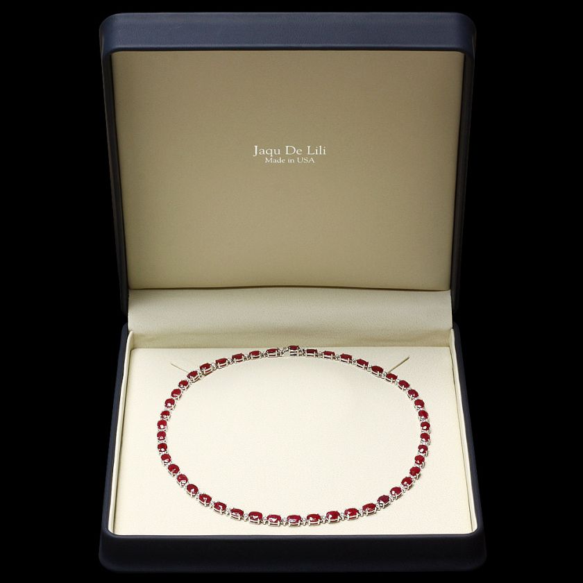   CERTIFIED 14K WHITE GOLD 41.00CT RUBY 2.00CT DIAMOND NECKLACE  