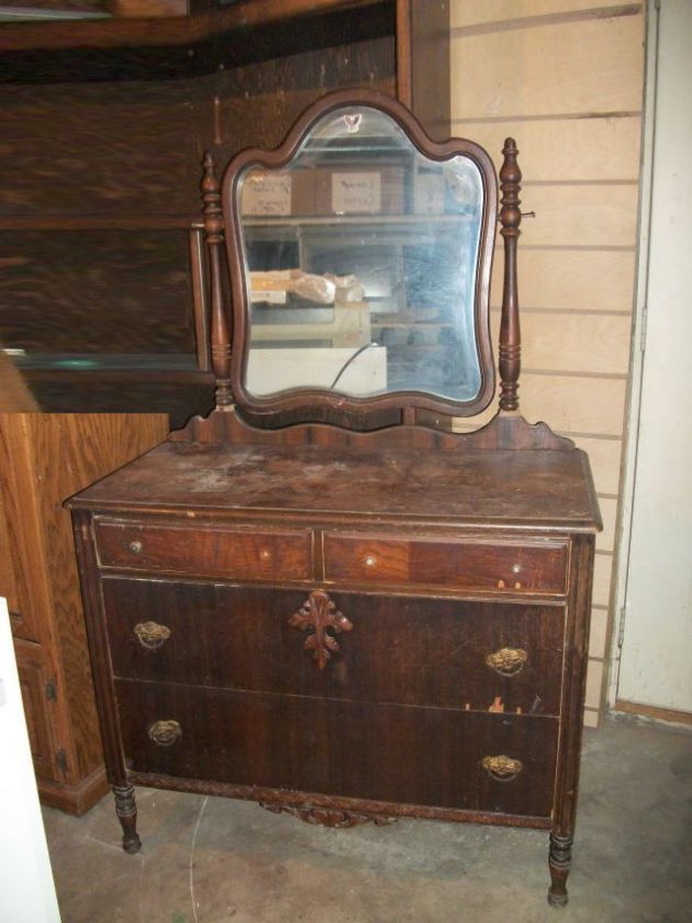 Antique Four Drawer Chest Dresser w/Swiveling Mirror  